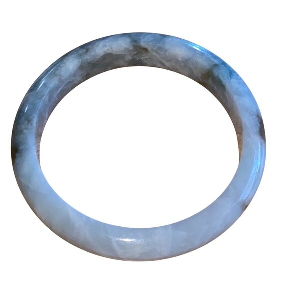 Grade A Natural Green & White Jadeite Bangle Bracelet